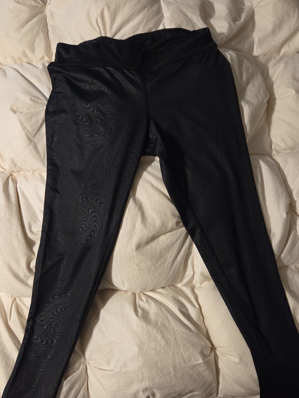 Jockey Black High-Waist Leggings with Subtle Swirl Texture